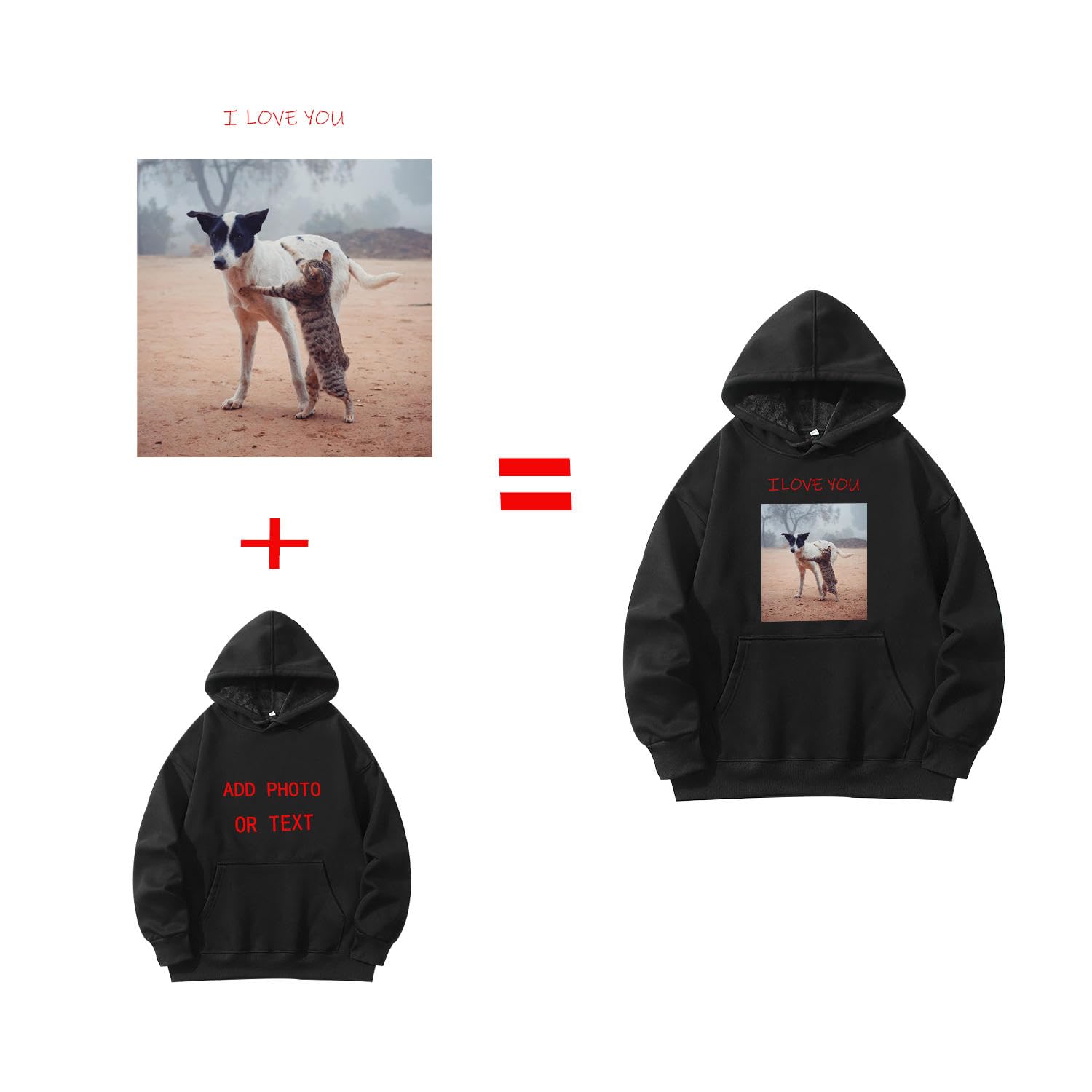 Personalisierte Hoodie Sweatshirt für Paare-Fügen Sie Ihre Eigenen Foto/Text/Logo Design DIY Pullover