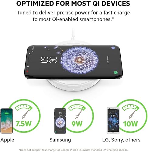 Miniatura 2 de Belkin Boost Up - Almohadilla de carga inalámbrica de 10 W - Cargador inalámbrico Qi para iPhone XS, XS Max, XR  Samsung Galaxy S9, S9+, Note9  LG,