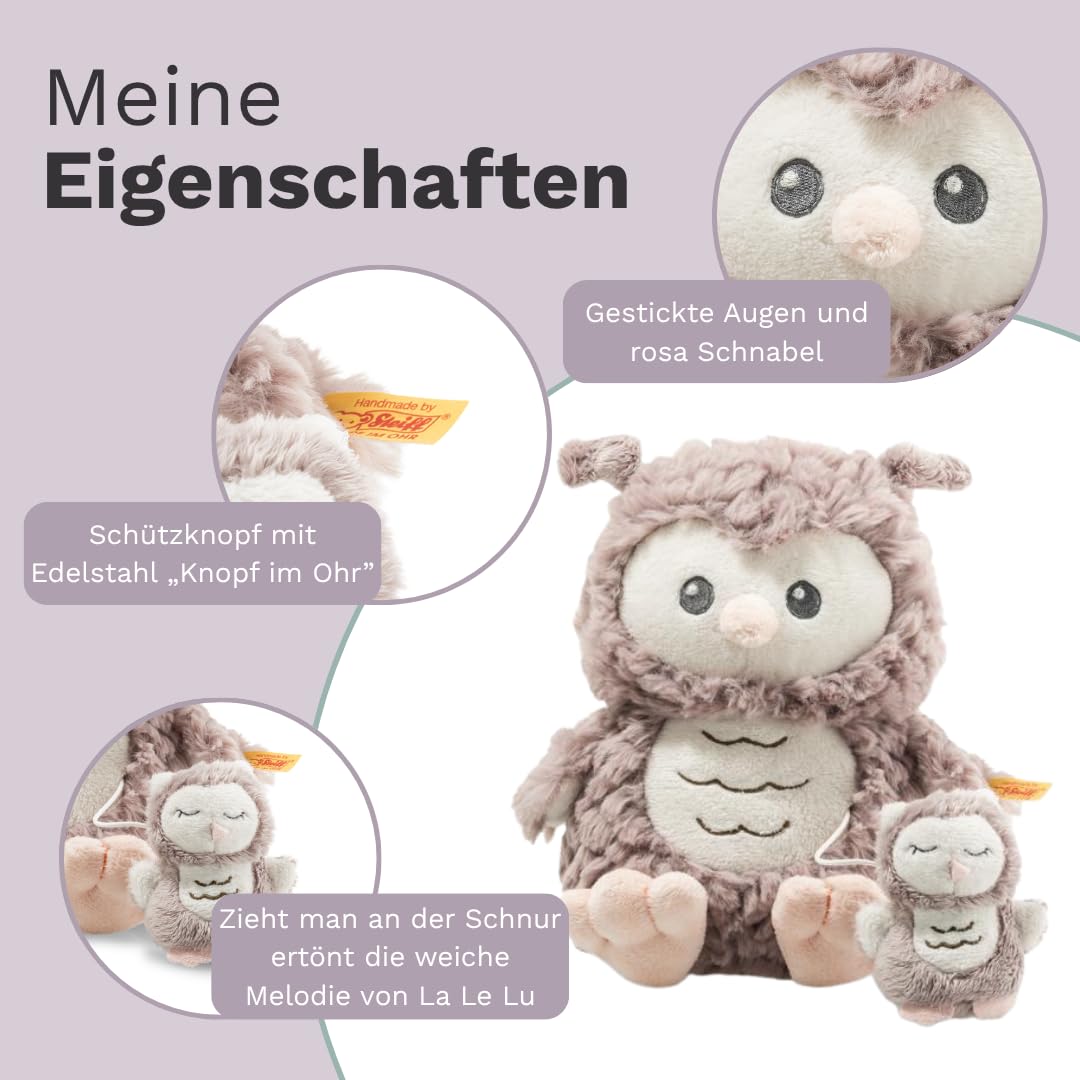 Steiff Kuscheltier Ollie Eule Spieluhr, Süßes Stofftier, Jungen, Mädchen & Babys ab 0 Monaten, Friends, Plüschtier 21 cm, Beige, 241840