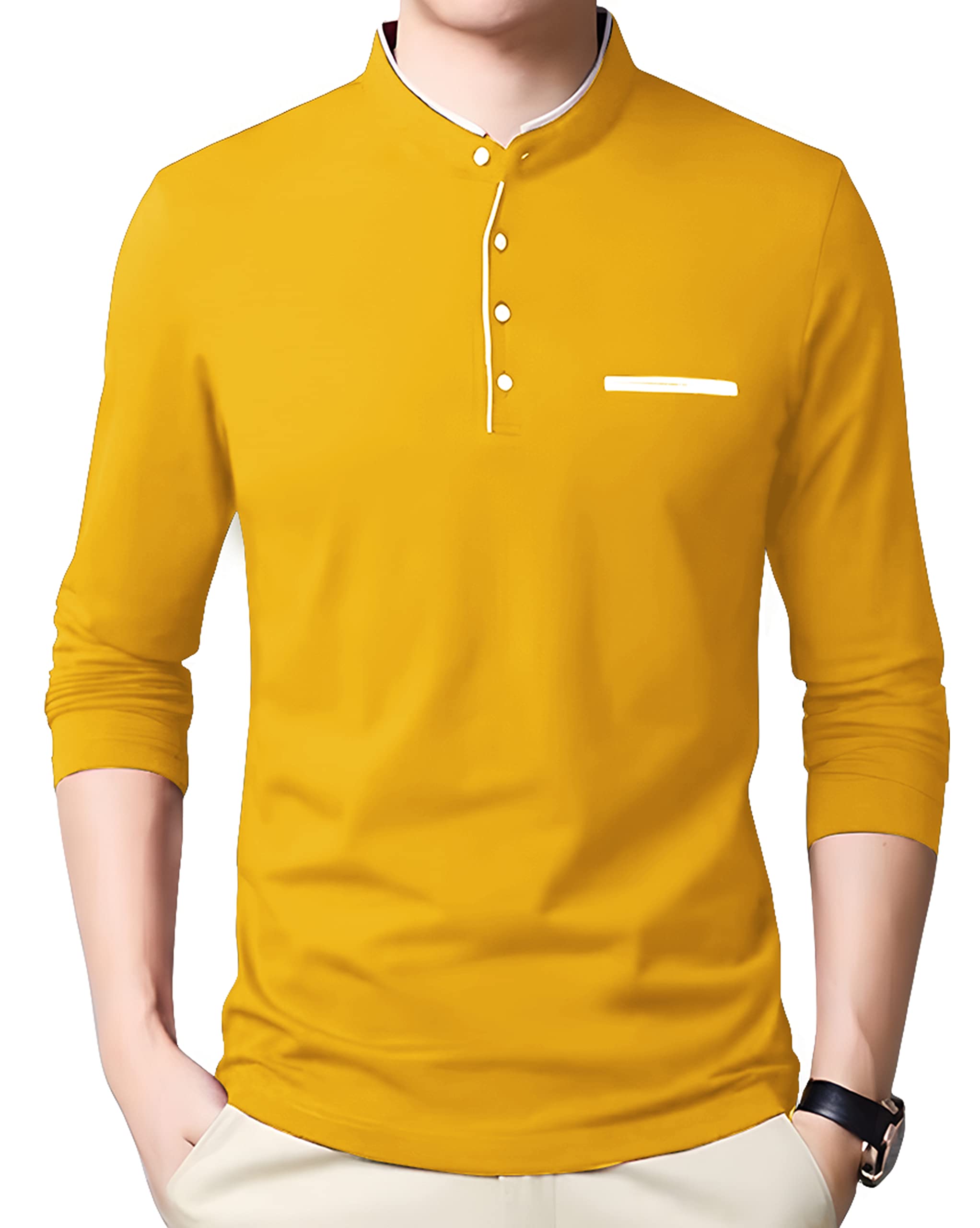 AUSK Mens Henley Neck Full Sleeves Regular Fit Cotton T-Shirts (Color-White_Size-L) (B0BGZZP6BY) Amazon Price History, Amazon Price Tracker
