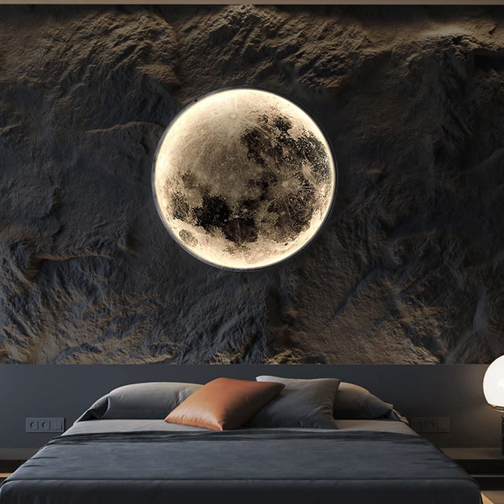 Applique da Parete Moderne a LED, Lampada lunare Creativa, Lanterna Universo, luci da soffitto per Camera da Letto, Soggiorno, Sfondo Decorativo tricromatico, 19,68 Pollici