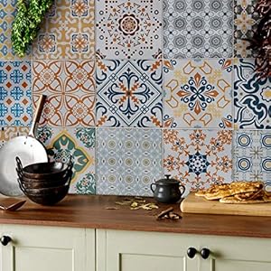Tile Style Decals TP60-6, tegelstickers voor keuken en badkamer, 24 stuks, verschillende mozaïek-wandtegelstickers voor…