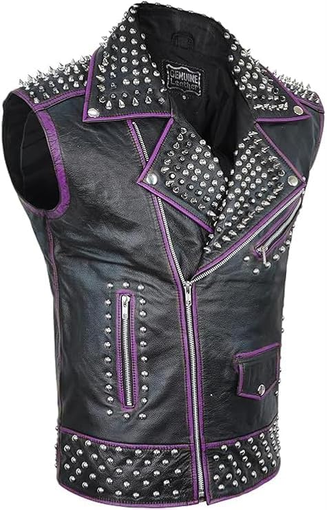 Men's Trending Vintage Western Motorcycle Cowboy Studded Leather Vest - Handmade Studded Moto Biker Brando Waistcoat2