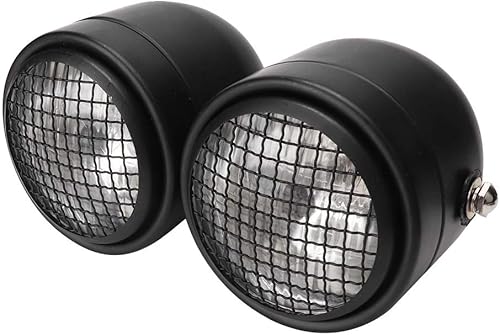 Miniatura 3 de KIMISS Elegante faro delantero modificado para motocicleta, universal de 8.5 pulgadas frontal de hierro doble doble redondo (rejilla negra + blanco)