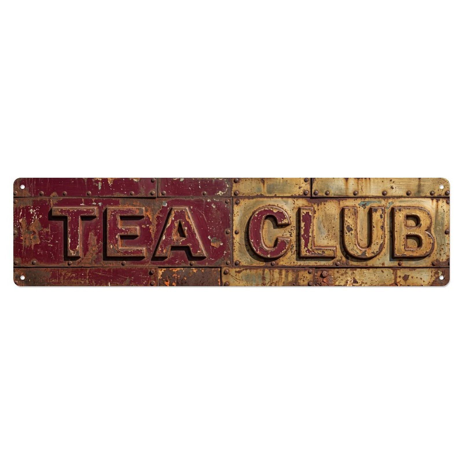 Tea Club Retro Room Metal Tin Skinny Sign Plaque Wall Decor for Cafe, Club Bar, Office, Home Garden Metal Poster 4x16Inch