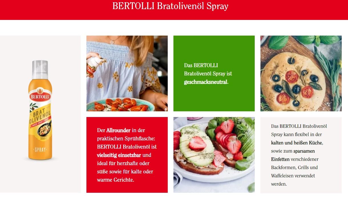Bertolli Olivenöl Spray Set Olio Di Oliva Cucina 200ml + Olio Di Oliva Extra Vergine Originale 200ml (2 x 200ml)