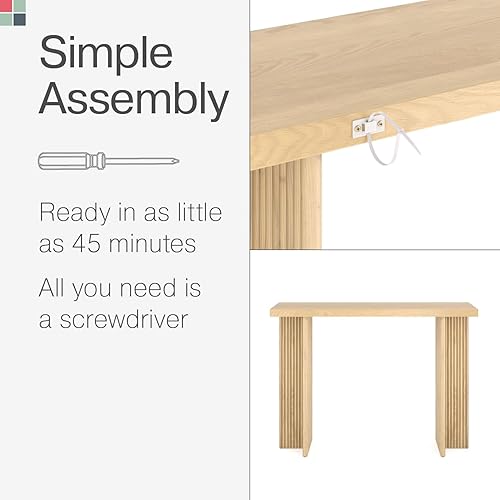 Vista 12 de Mesa consola acanalada, escritorio de entrada pequeño para espacios estrechos, decoración moderna del hogar de mediados de siglo, muebles de sala