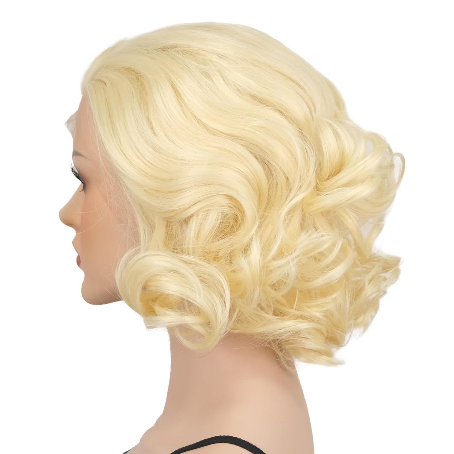 Wiginway Short Synthetic Wavy Lace Front Wig 13x3 Lace Frontal Wigs for Women Cosplay Party Wig Shoulder Length 10 Inch (Blonde)