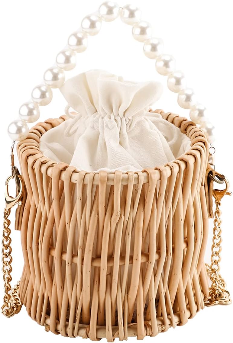 YAHUAN Straw Bag for Women - Wicker Small Crossbody Beach Bag