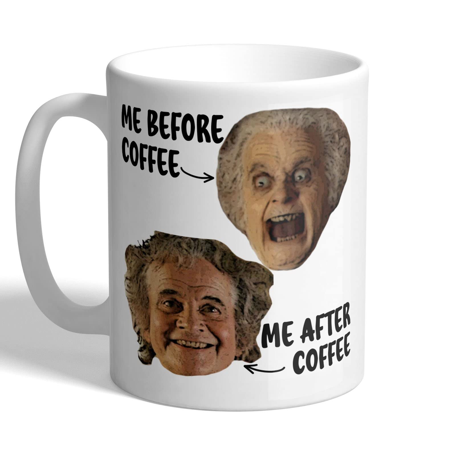 I Love Mugs - Me Before Coffee - Me After Coffee - Caffeine Addict Mug, Ceramic, 11fl.oz.