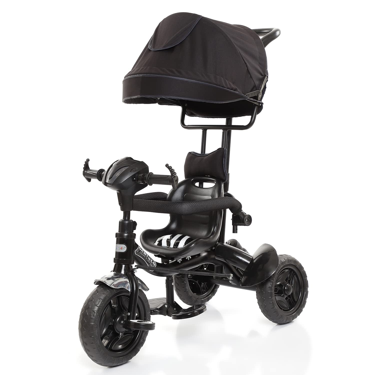 Fun Ride Kids Tricycle Panther 3 in 1 Plug and Play Musical Trike - Parental Control Handle for 1.5 to 5 Years with Safety Handle for Boys and Girls - (Weight - Upto 25 Kg) Black