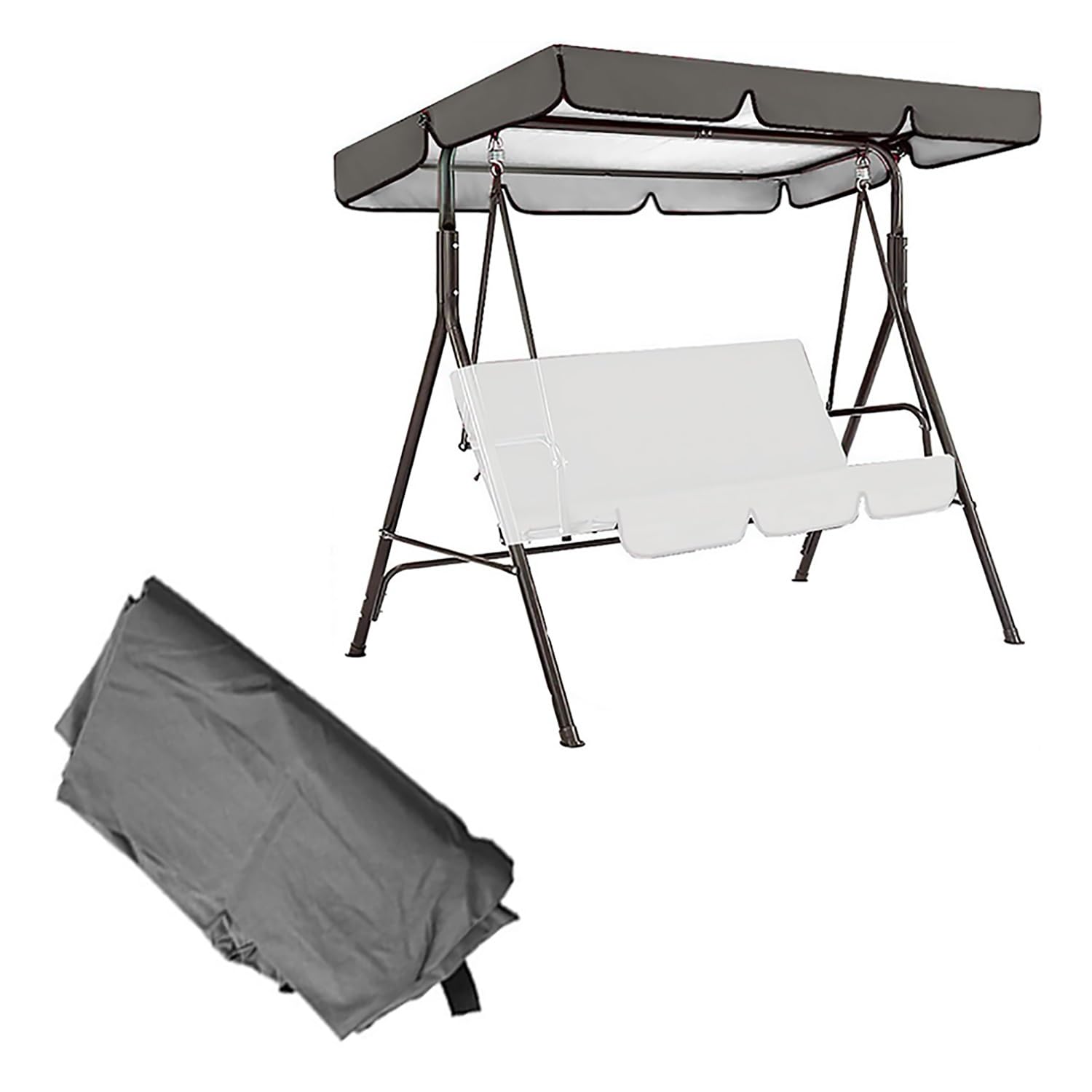 YCXHGK Universal Swing Canopy Replacement, Outdoor Sun Shade Awning Cover, 2/3 Seater Porch Hammock Top Canopy Cover, Waterproof Swing Top Cloth(Gray,142x120cm/56x47in)
