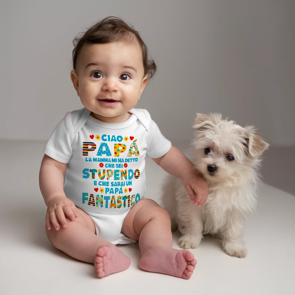 Corredino Neonato maschio e femmina idea regalo primo compleanno Papà e Mamma - Body neonato Cotone Maniche Corte, bavetta e cappello con frase dedica in Azzurro e Rosa