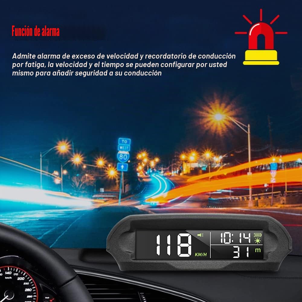 Pantalla frontal inalámbrica para coche, velocímetro Digital GPS Solar con pantalla LCD, alarma de exceso de velocidad, KMH/MPH, tiempo/altitud/temperatura/pantalla de velocidad