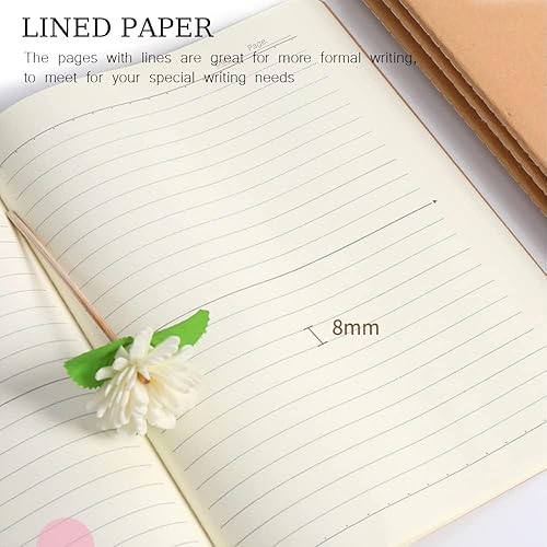 Miniatura 4 de Cuaderno de diario A5 a granel, tapa de estraza de 60 páginas, diario de papel rayado para viajeros, notas, notas, notas  Diarios a granel cosidos