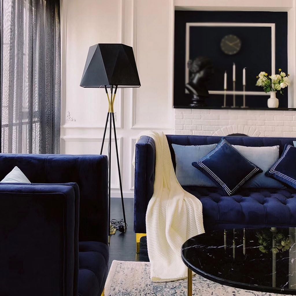 SONGCHAO Reading Light Modern Simple Black Geometric Floor Lamp Nordic Living Room Bedroom Tapered Decorative Atmosphere Lamp Study Floor Lamp Floor Lamps for Living Room(Size:Small)