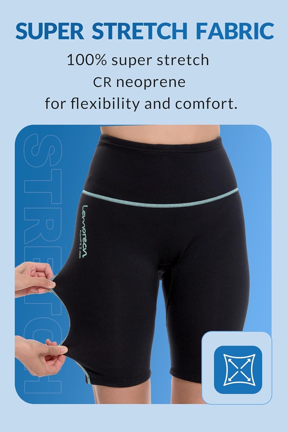 Lemorecn Pantaloncini da donna in neoprene super elasticizzato, 2 mm, per immersioni, surf, nuoto, snorkeling, immersioni, kayak, sport acquatici