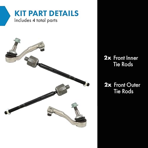 Vista 945 de TRQ - Juego de barras de acoplamiento delanteras interiores y exteriores