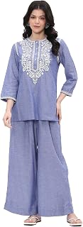 BIBA Women Cotton Straight Dyed Suit Set Price In India