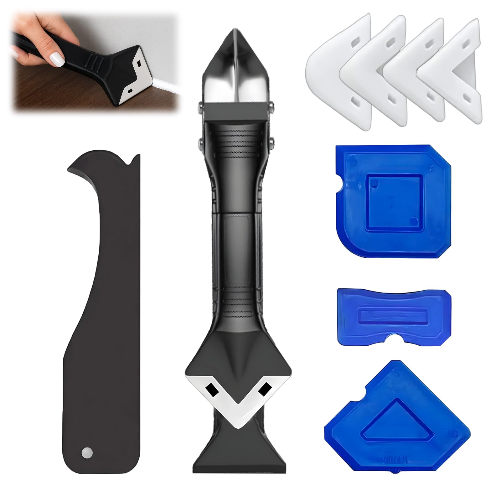 Silicone Tool, 9-Piece Caulking Tool Kit with Silicone Remover Tool, Sealant Remover Tool, and Silicone Smoothing Tools