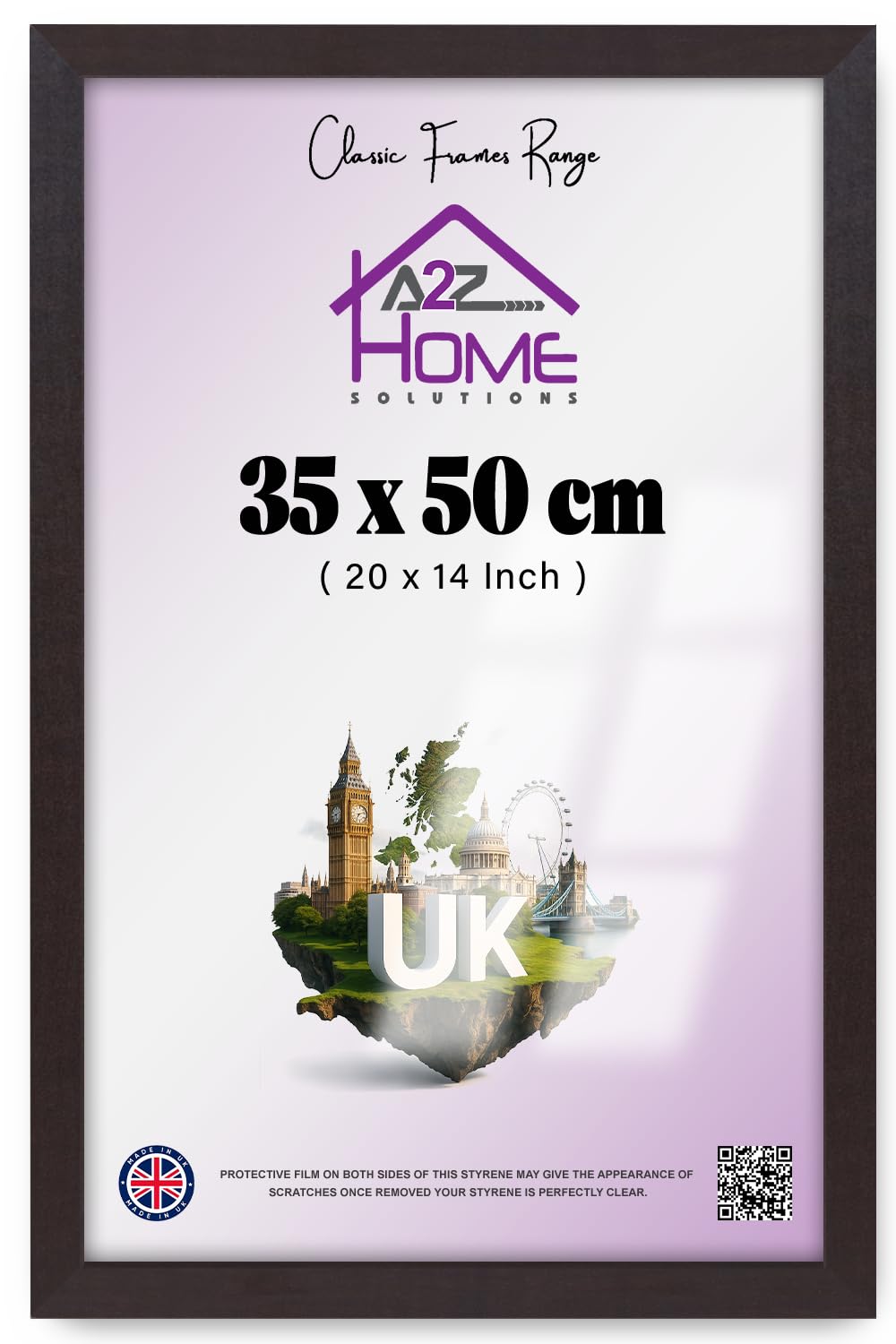 A2Z Home Solutionsยฎ Poster Frame B3-35 x 50 cm Photo Snap Prints Picture Holder Frames Display Wall Mounted MDF Backboard and Styrene Included Portrait and Landscape Display (Mahogany)