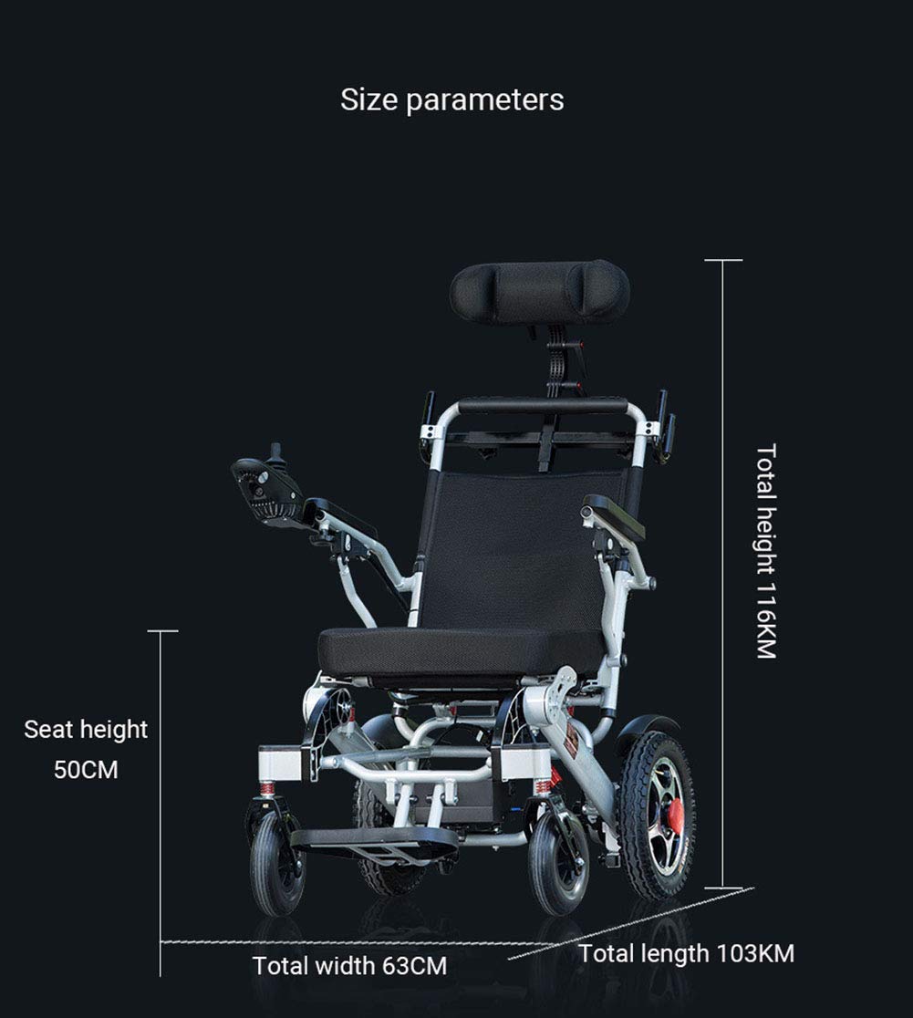 Sedia a rotelle elettrica, Doppio Motore 12AH20A250W 360 ° Leva di Controllo della direzione, Sedia a rotelle elettrica Pieghevole Multifunzione in Lega di Alluminio Leggera Adatto