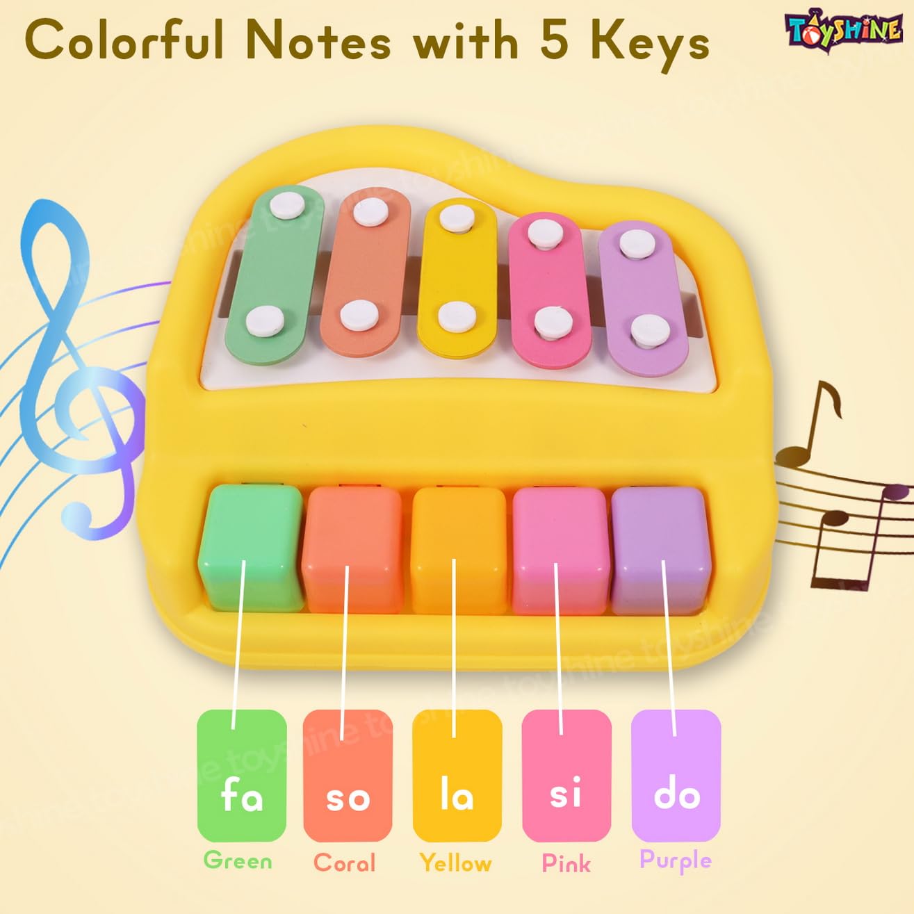 Toyshine Musical Xylophone and Mini Piano, Non Toxic, Non-Battery, Assorted Color - Image 3 thumbnail