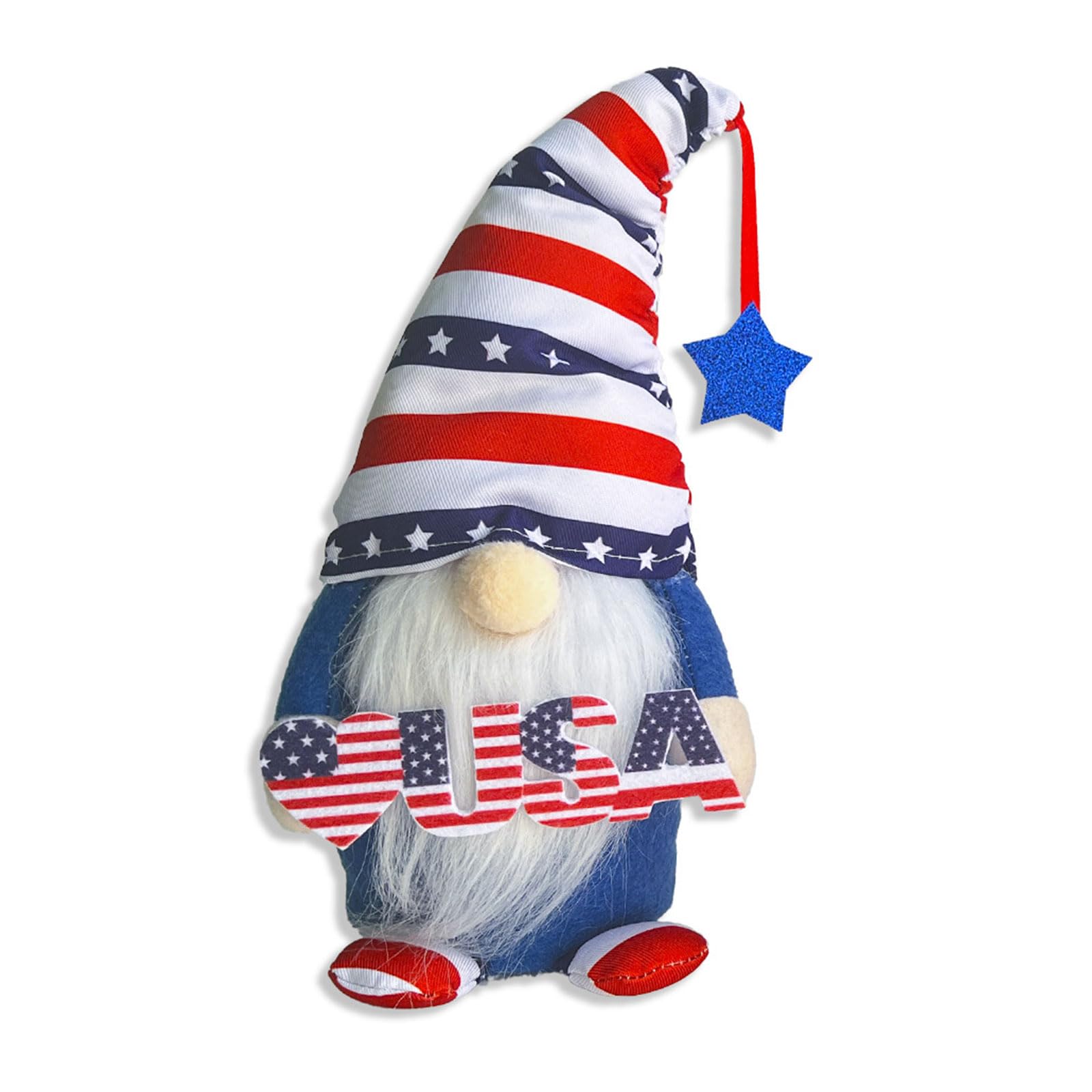Tsophreniq Veterans Day Gnomes Plush, Star Scandinavians Tomtes Couple Elfes Decorations, Star Striped Plushie Ornamet Fourth of Julys Independences Day Ornamet
