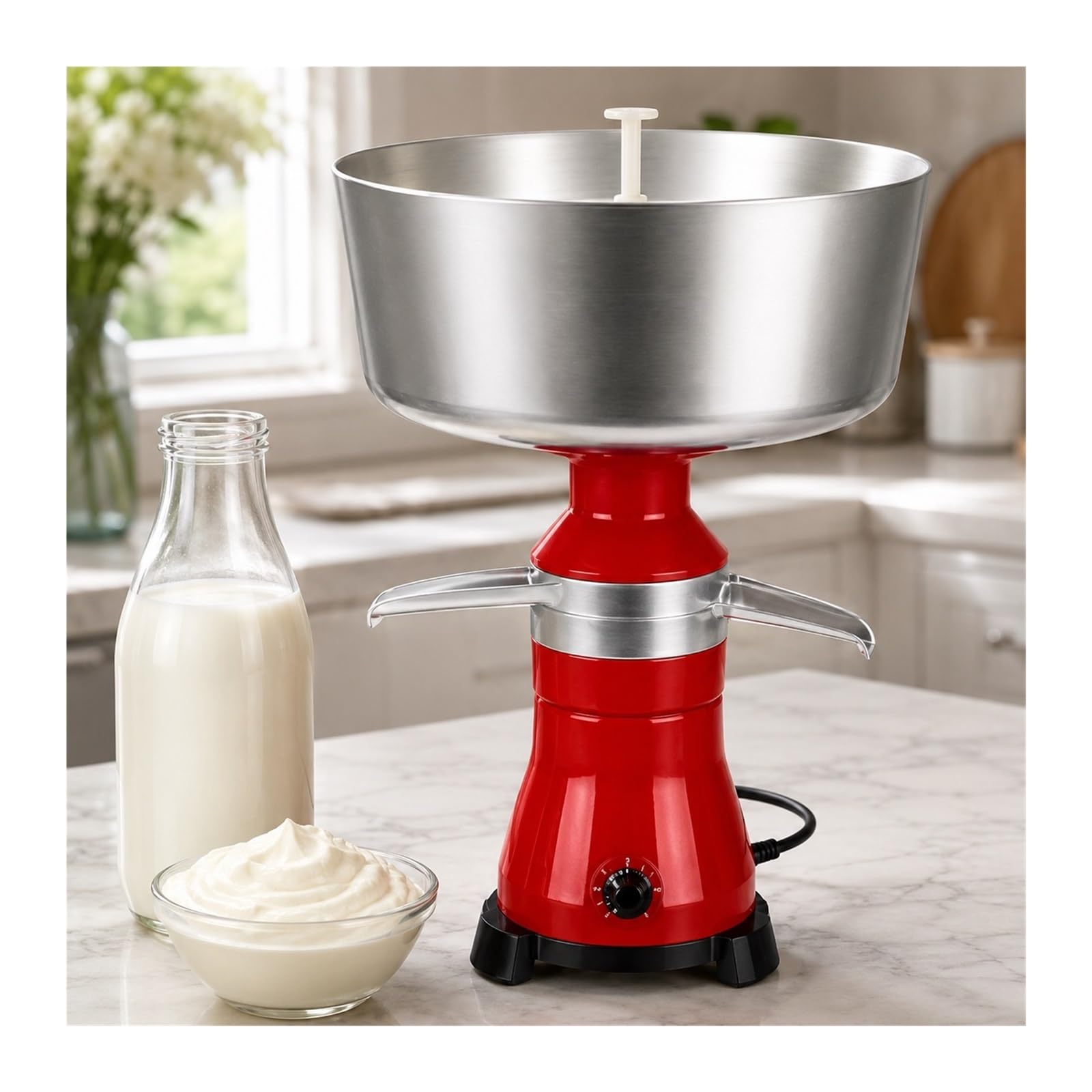 Odśrodkowy Separator Mleka, Ekstraktor Śmietanki 80L/H | 10500RPM, misa 12L, stal 304, do gospodarstwa domowego, surowe mleko krowie kozie