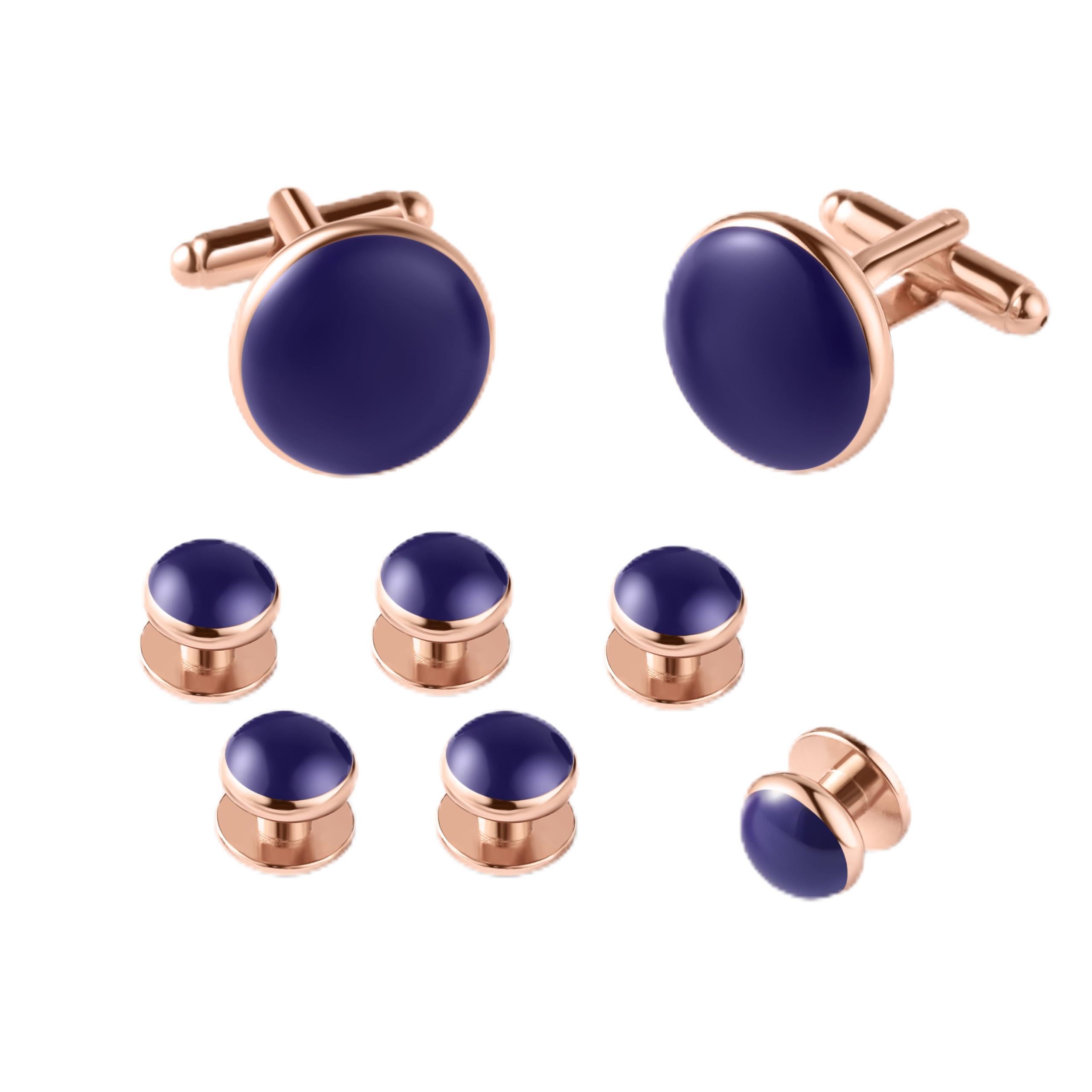 Men's Cufflinks &amp; Tuxedo Studs Set - 316L Stainless Steel Formal Wedding Jewelry, Groomsmen Gift Set with Gift Box