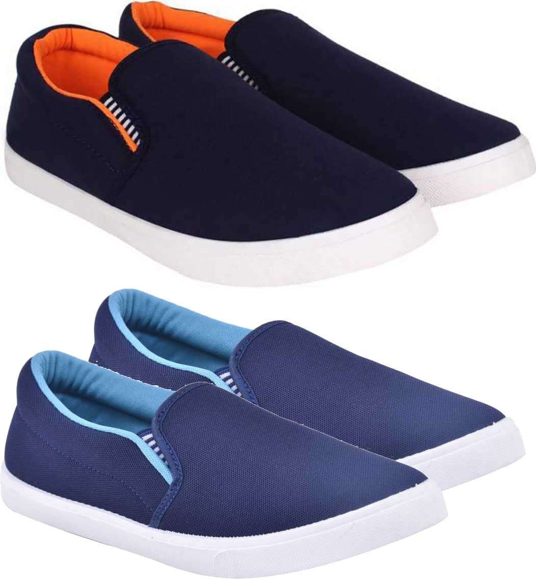 BRUTON Mens Canvas Casual Loafers and Sneakers Shoe (Pack of 2) (Orange_Blue, Numeric_10) (B08CVJZRZQ) Amazon Price History, Amazon Price Tracker