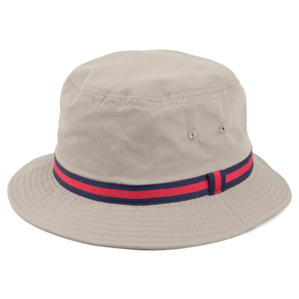 Dorfman Pacific Hats Striped Water Repellent Bucket Hat - Khaki M