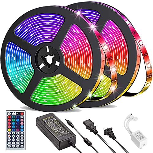 Flykul LED Lights for Bedroom, Flexible LED Tape Light SMD 5050 RGB 300 LEDs with Remote Controll,Color Changing Light Strips for Ceiling Bar Decoration