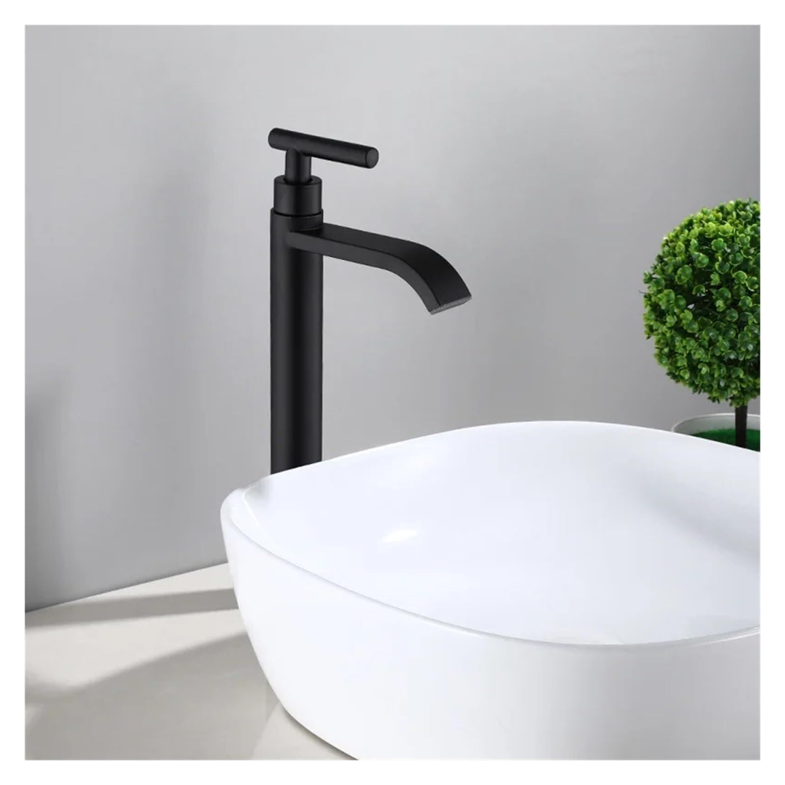 Basin Tap Basin Faucet Single Cold Bathroom Black Mixer Sink Tall 304 Stainless Steel Tap(B)