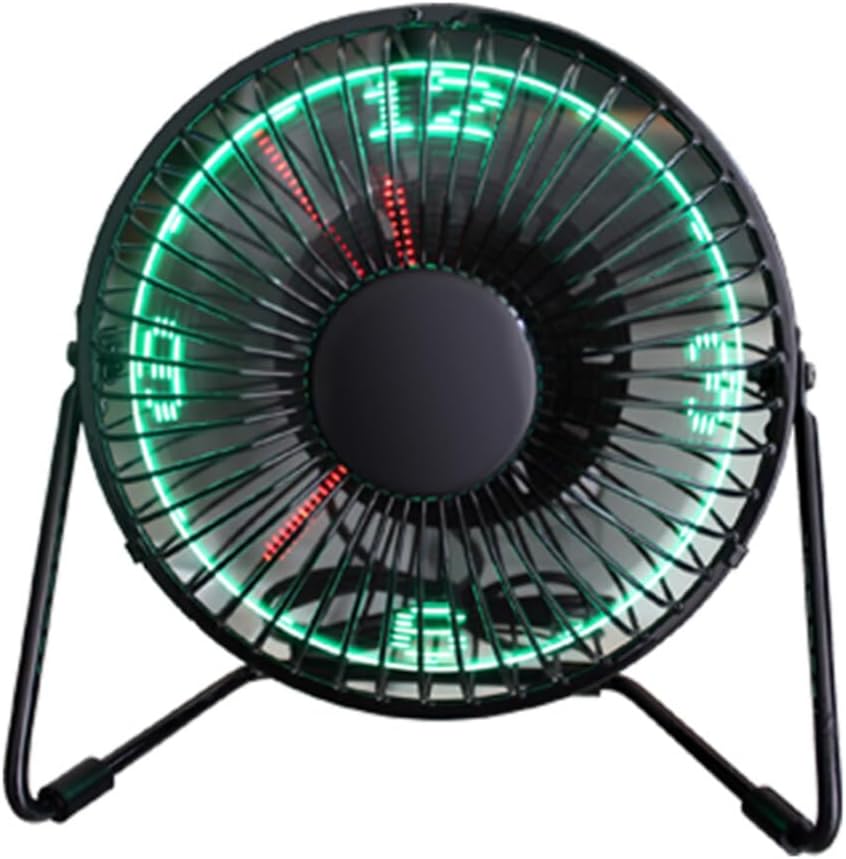 Mini Desk Clock Fan Portable Metal Fan Digital Temp Display for Home Office