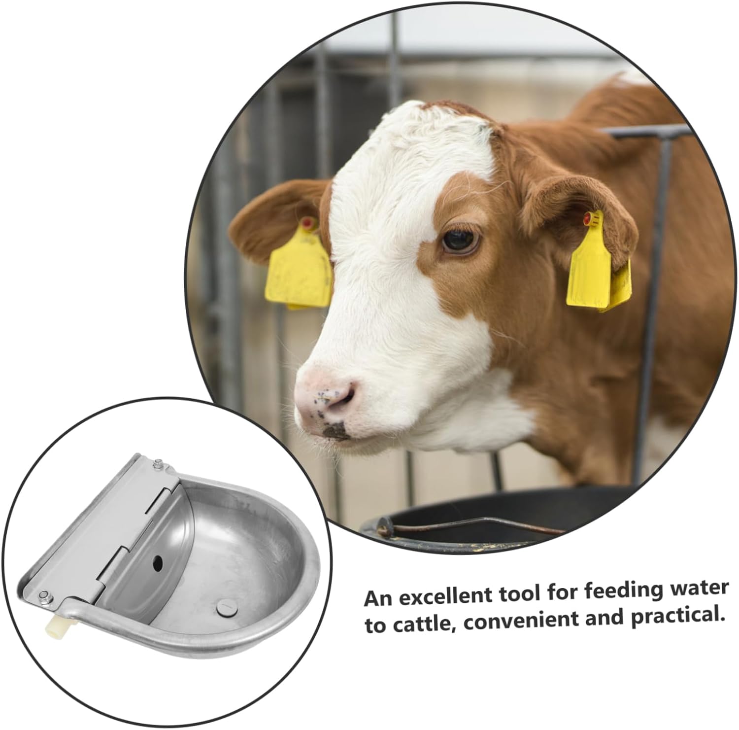 UPKOCH Automatic Stainless Steel Cattle Water Bowl Float Valve Efficient Water Dispenser for Livestock Hydration Easy to Clean for Cows Sheep and Horses