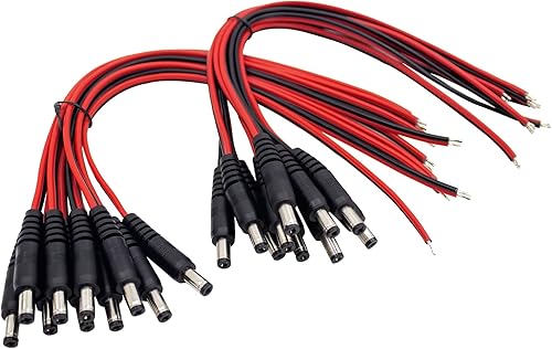 Miniatura 7 de Paquete de 20 conectores macho de cable de alimentación de 12 V 5 A CC, 0.217 in x 0.083 in, adaptador de conector de barril de CC para cámara de