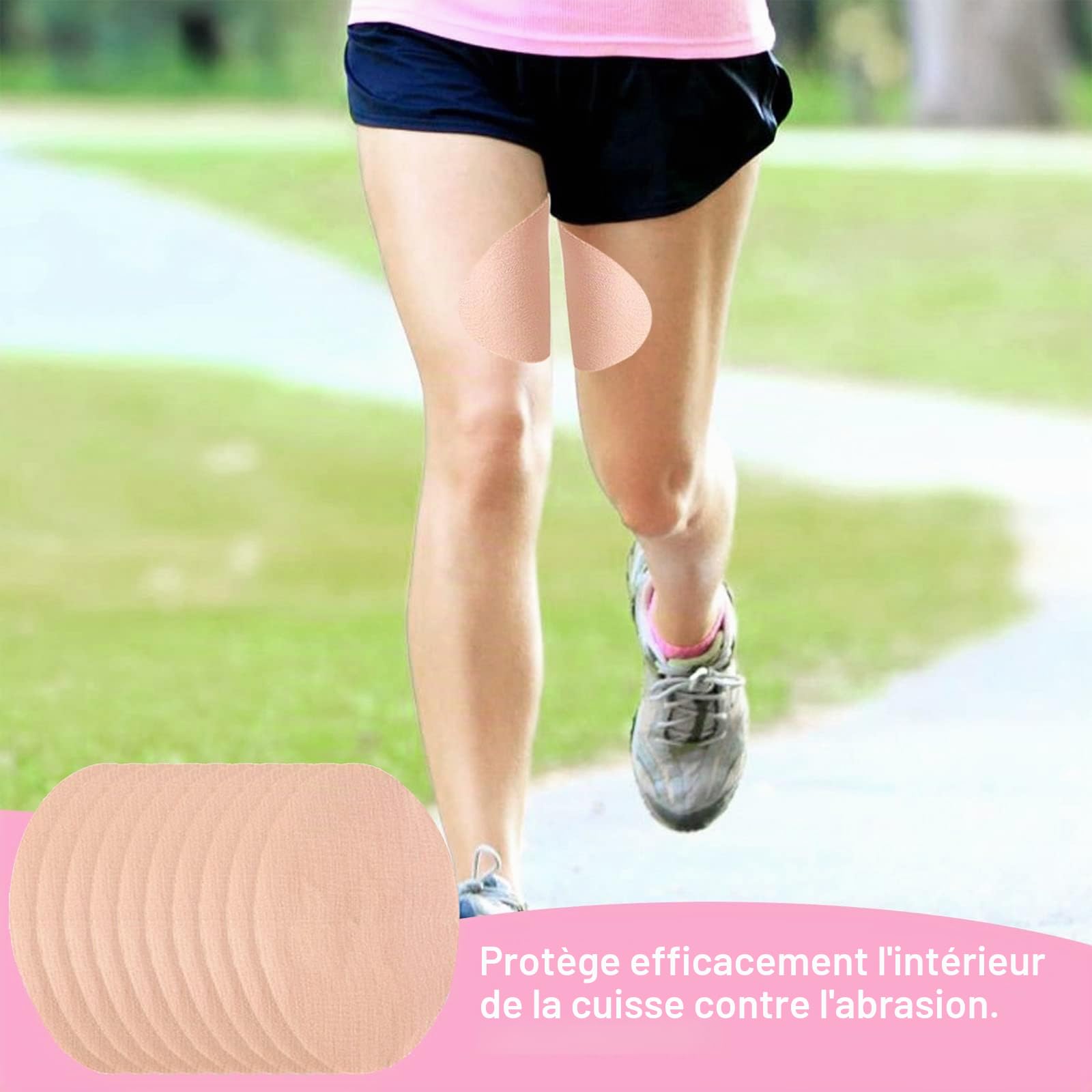 Lot de 12 Autocollants Anti-frottements pour l'intérieur de la Cuisse, Autocollants jetables résistants à l'usure, Patchs Transparents Ultra Fins et Invisibles