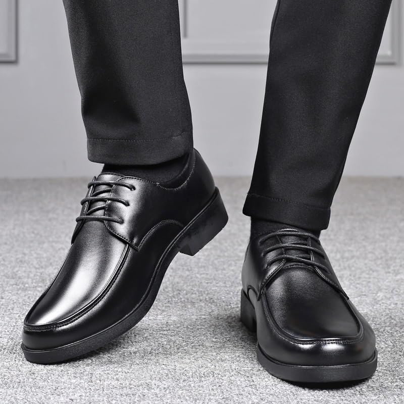 Mens Dress Formal Shoes Calfskin Leather Fashion Lace Up Anti-Slip Non Slip Rubber Sole Block Heel Shoe for Business Office Party Wedding Brogue Casual2