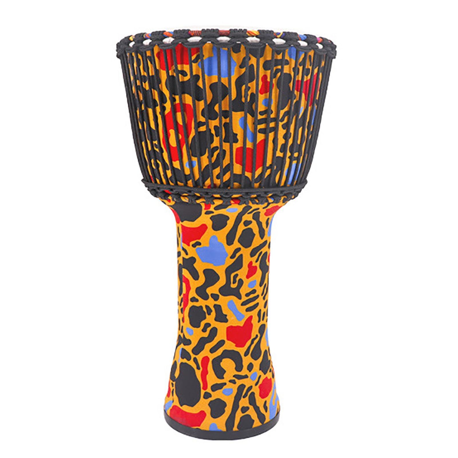 Afrykański Bęben Głowa Bębna z Koziej Skóry z Wiązaną Liną, Antypoślizgowy Spód Bęben Djembe na Wesele, Kemping, Impreza(12inch A)