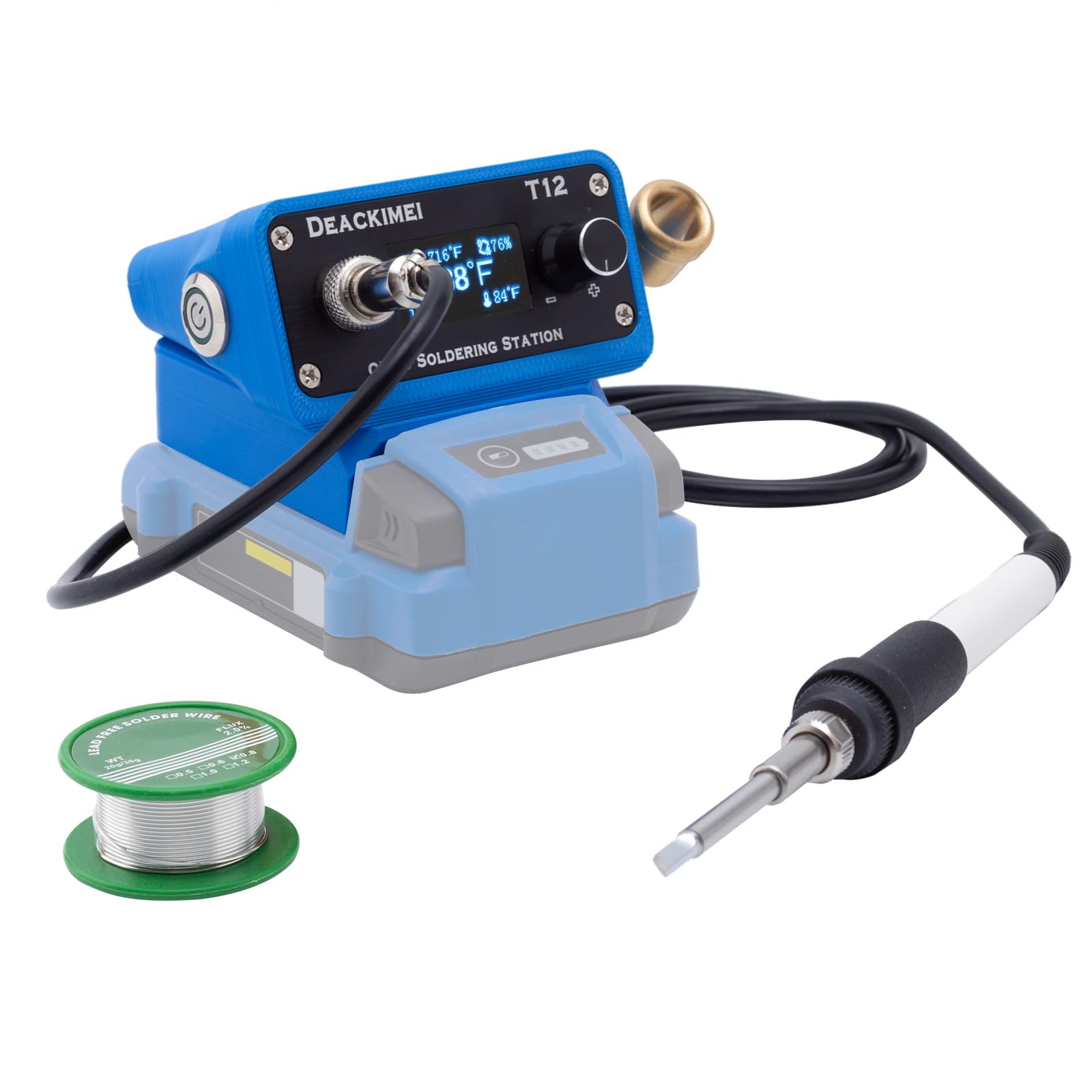 Cordless Soldering Iron Station for Kobalt 24V Max Battery with Digital Display, Adjustable Temperature Knob, Lead-Free Solder, °C/ºF Conversion, Auto Sleep & Calibration Support (Tool Only)