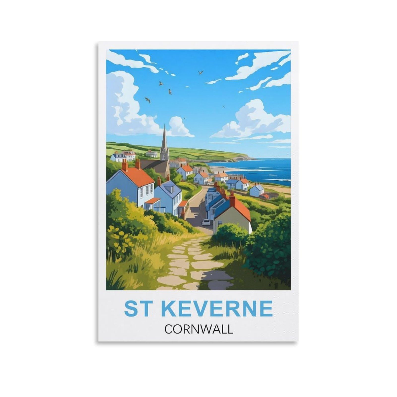 EZMLFA Diamond Painting Kits for Adults,St Keverne Cornwall 5D Diamond Painting Kit for Adults Beginners, DIY Full Round Drill Gem Art Kits for Home 40x40cm