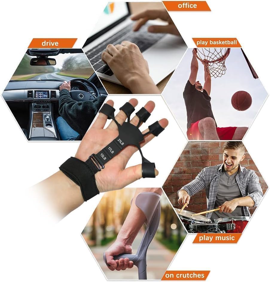 Troft Finger Grip Hand Exerciser, Black, Portable Finger Strength Trainer, Adjustable Resistance, for Hand Therapy, Rehabilitation, Stress Relief 1