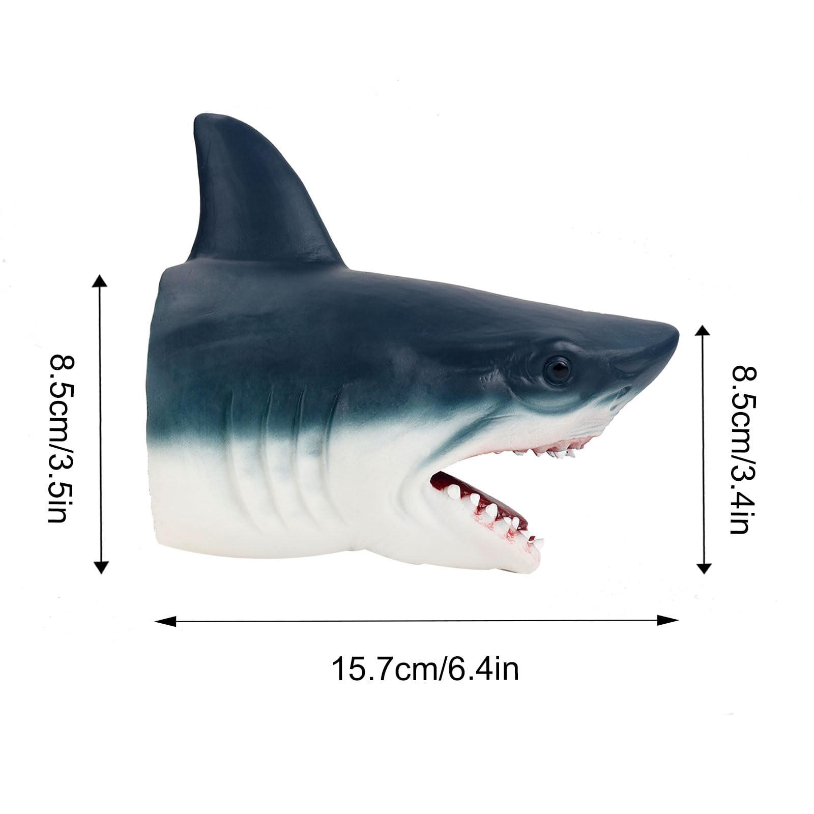 Andux Animal Hand Puppet Realistic Soft Rubber Interactive Role Play Hand Puppet Toys DWSO-01 (Sharks) - Image 2