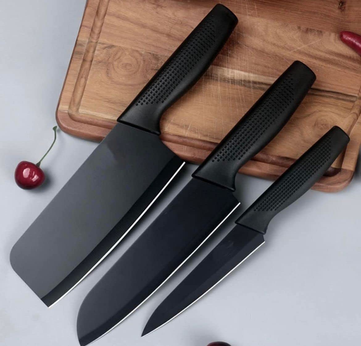 Stainless Steel 3 Pieces Professional Kitchen Knife Set/Meat Knife/Chef Knife with Nonslip Handle/High Carbon Stainless Steel Knife Black Set (Silver) S304 (r1194) (B0DCNMNFBT) Amazon Price History, Amazon Price Tracker