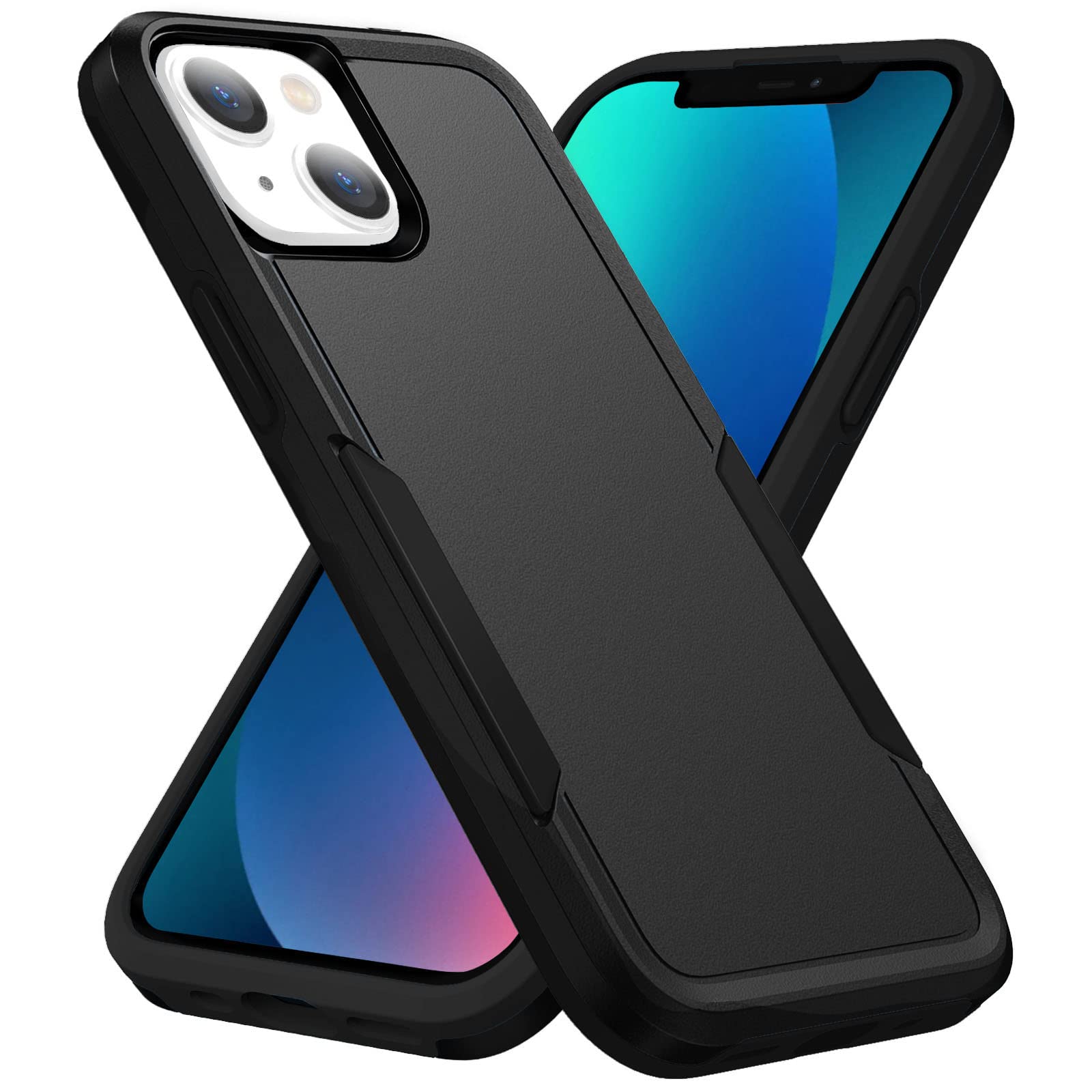 Designed for iPhone 13 Case, Heavy Duty Protection Shockproof Dropproof Dustproof Anti-Scratch Phone Case Cover for iPhone 13 -Black