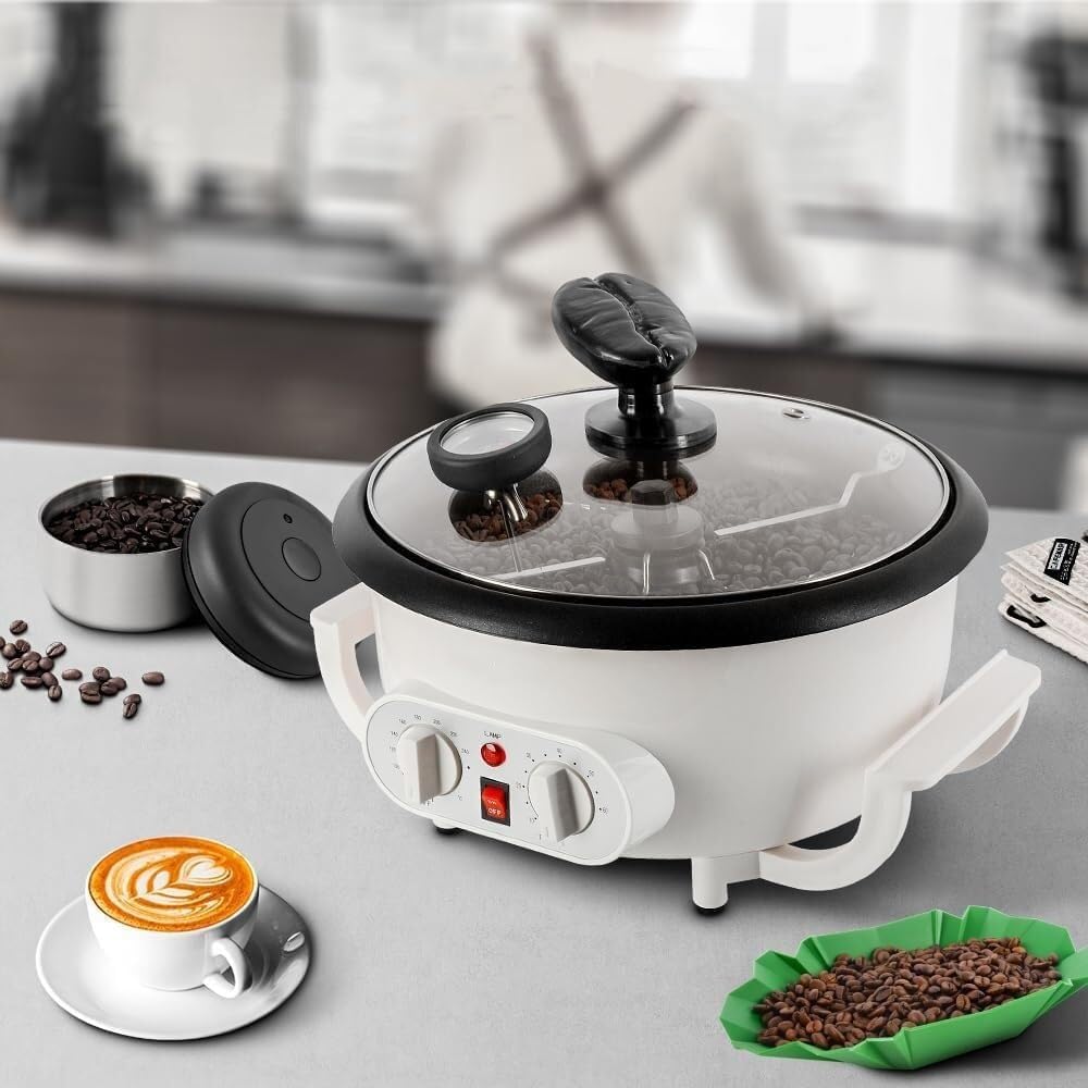 Torréfacteur électrique à Grains de café, poêle antiadhésive multifonctionnelle de 1200 W, torréfacteur de 750 g pour Un Usage Domestique, thermomètre + minuterie + réglage de la température,