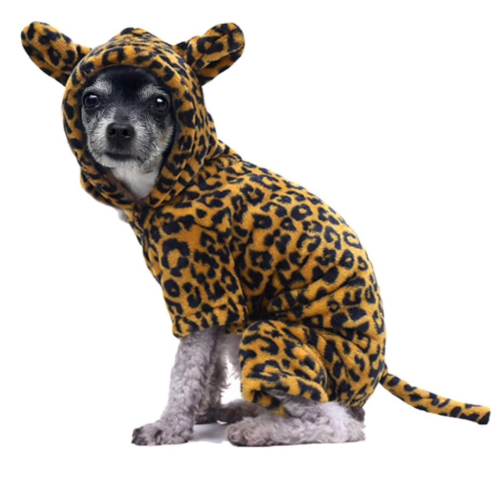 Leopard Animal Dog Costume X-Small Dress Up Puppy Outfit Funny Cute Pet Suit Big Cat Cloak Clothes Scary Fun Novelty Gift