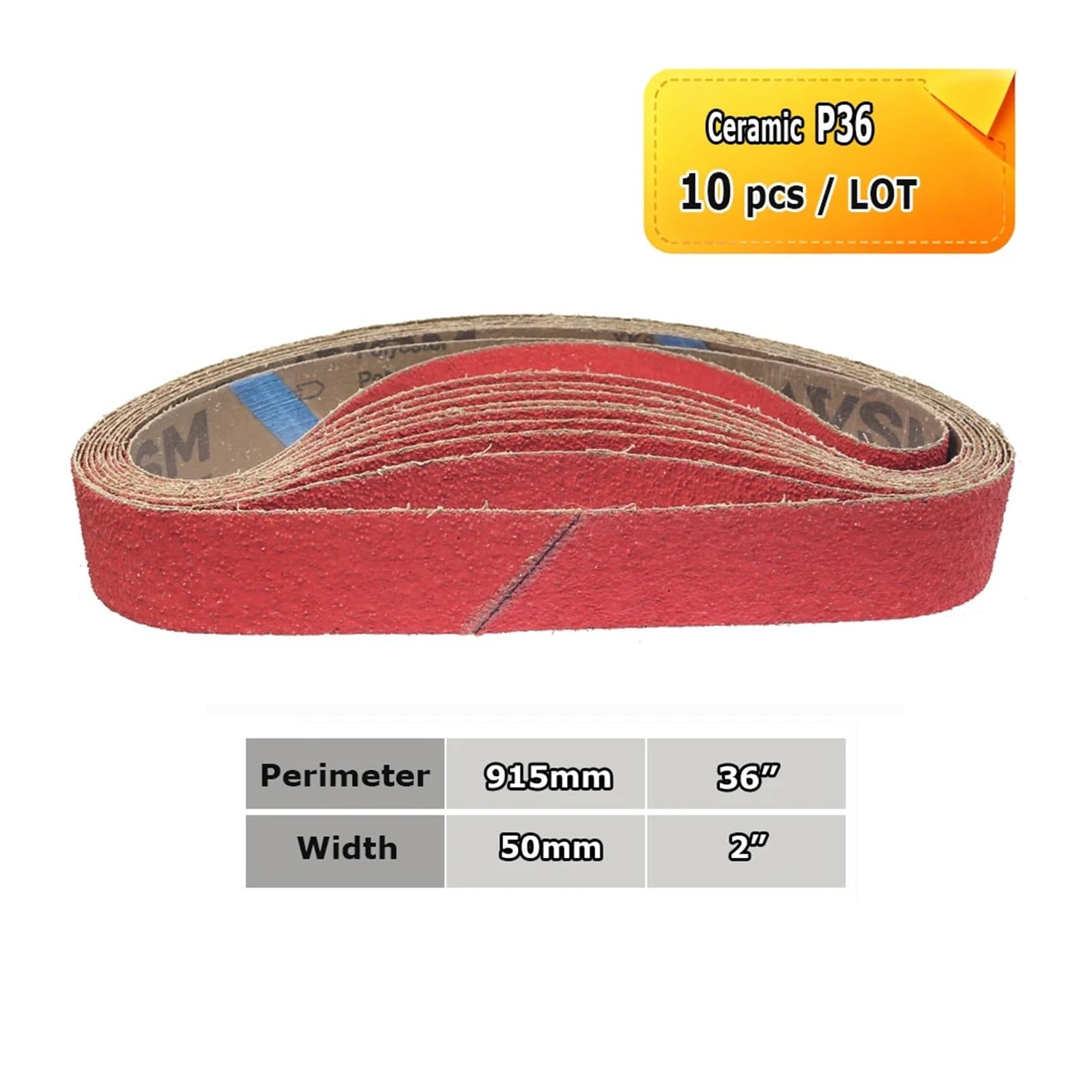 Paski szlifierskie 915 x 50 mm, 2 x 36 taśm szlifierskich, taśmy ścierne, 291 x 50 mm, tuleje kół do noża, twardego metalu, szlifowania, polerowania drewna (CE P36 x 10 szt.)