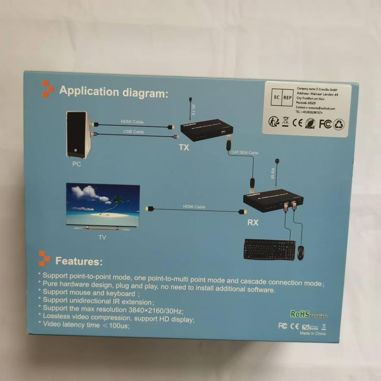 4K HDMI KVM Extender 150M Over IP KVM RJ45 Cat5E Câble Ethernet Support USB Mouse Keyboard Extension Compression sans perte